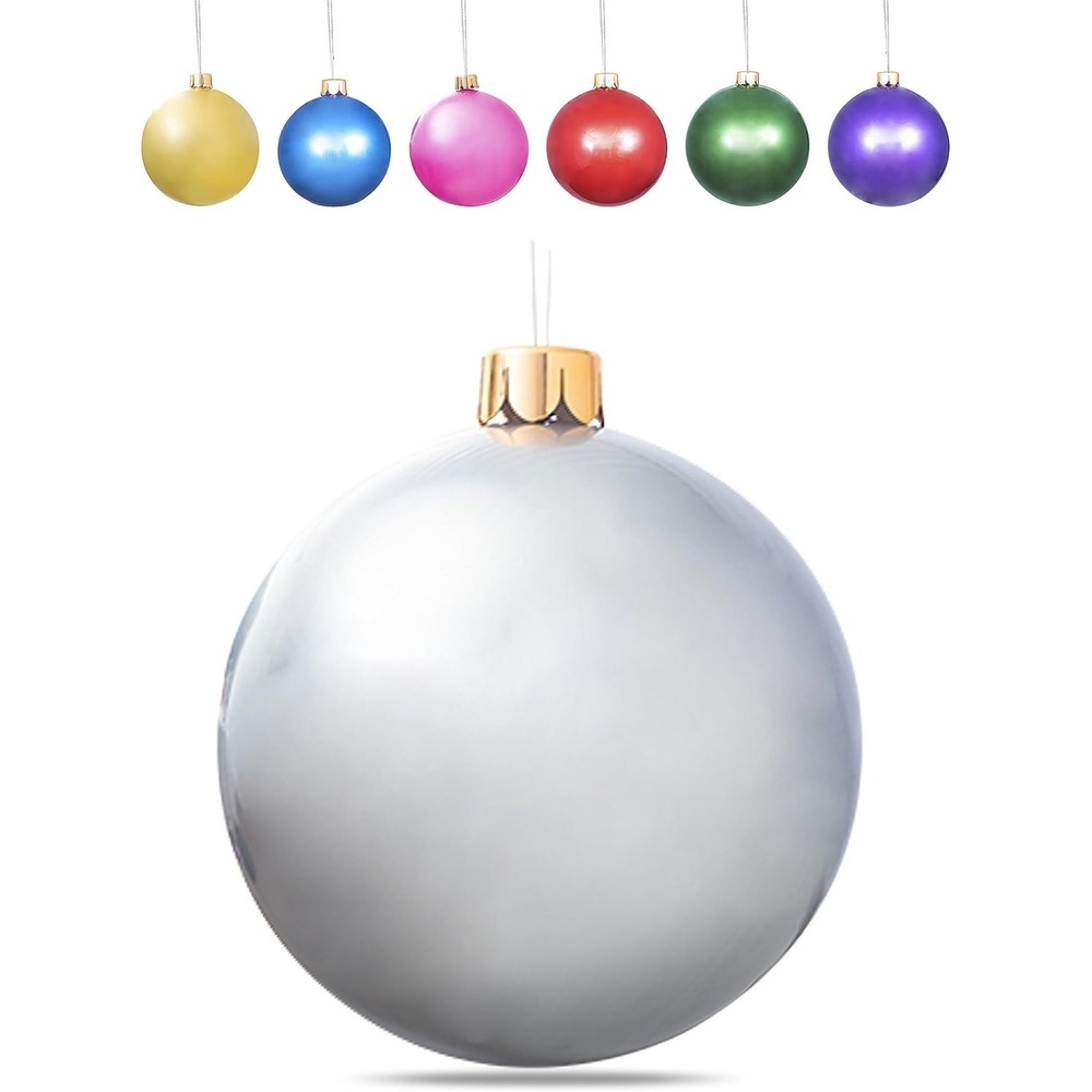 Inflatable Oversized Ornament Jumbo Christmas Ball 25" SILVER Holiday Decoration